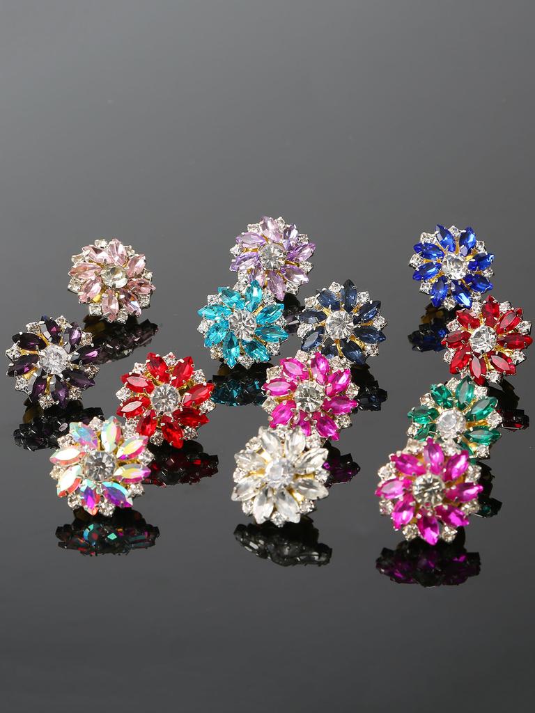 2Pcs Rhinestone Cufflinks Shirt Sleeve Button Covers Bling Crystal Button Clips For Dresses And Shirts Button Decoration Buttons