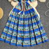 Summer Vintage Printed Oversize Long Maxi Beach Dress for Women's Lantern Sleeve Seaside Holiday Dresses