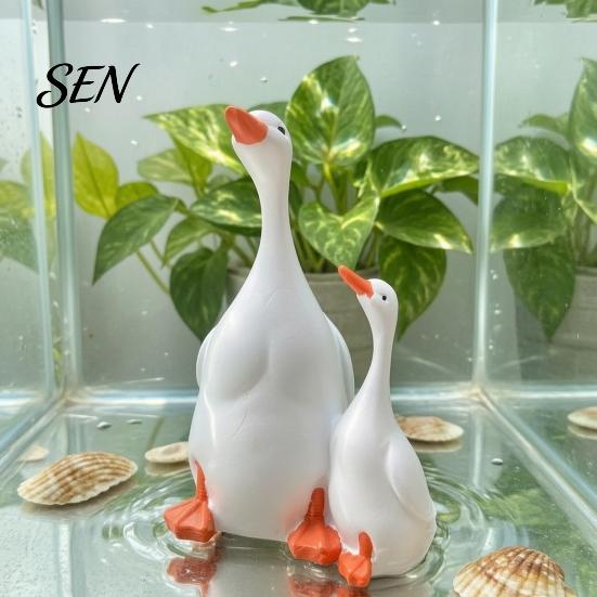 Weatherproof Resin Figures for Fish Tanks Double Duck Figurine, Micro Landscape Ornaments, Waterproof Miniature Animal Creative Desktop Soft