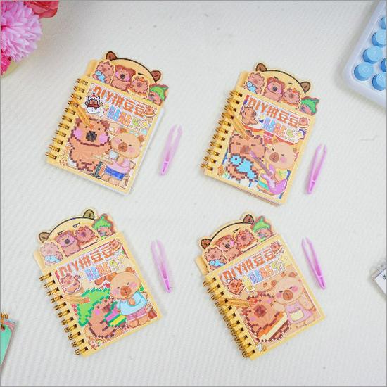 Capybara-Shaped Cute Cartoon Perler Beads Coil Notebook - Portable Student Gift