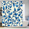 Bathroom Decor Shower Curtain Flower Pattern Print Waterproof Washable Bath Accessories Home Decoration Blueberry Leaves Design