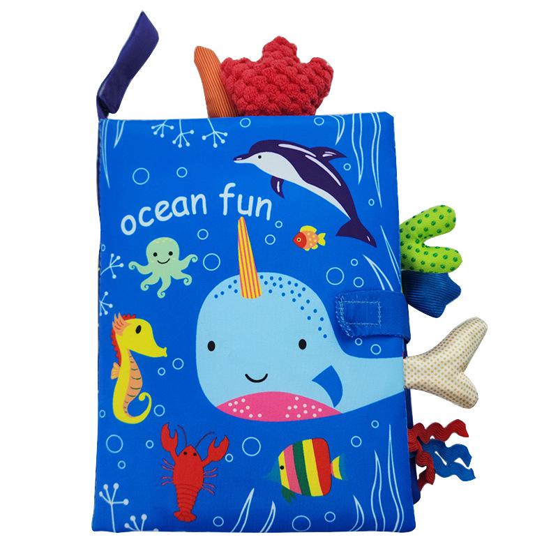 Multifunctional Tear-Proof Cloth Book: Educational Baby Rattle & Enlightenment Toy