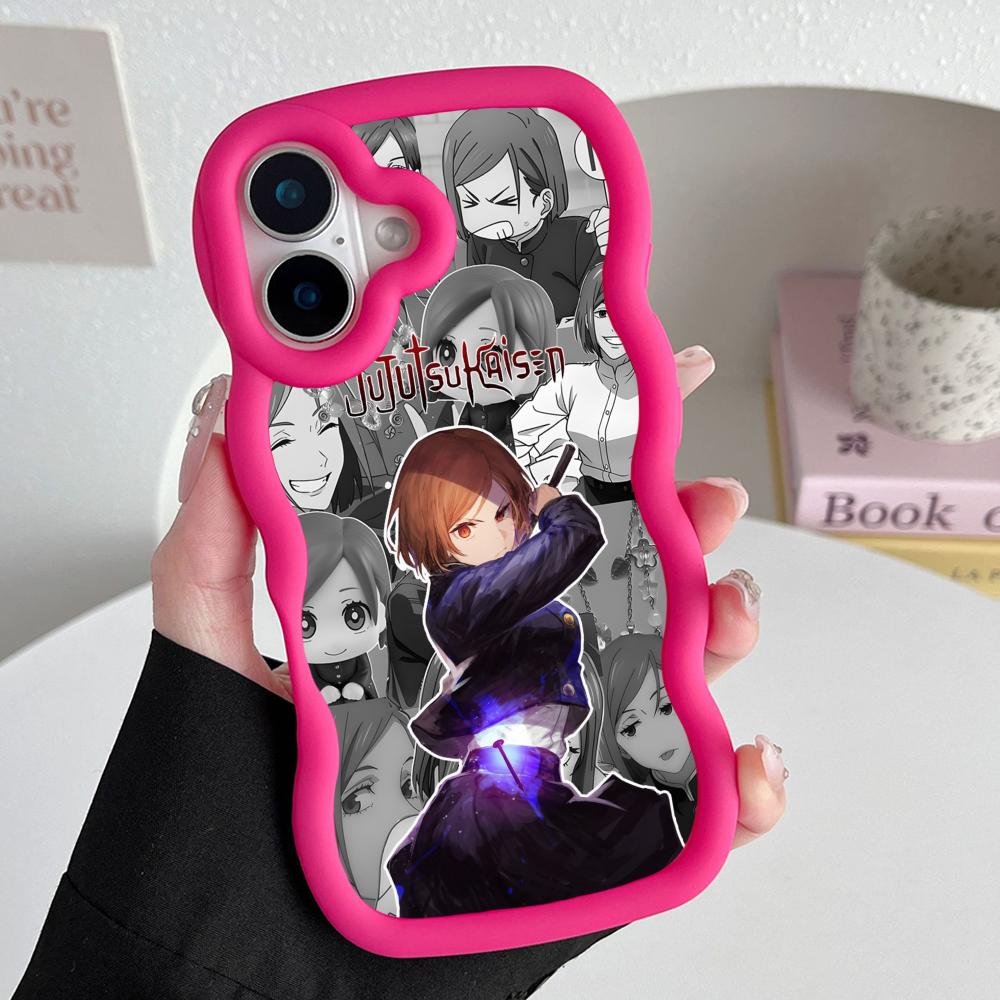 

Jujutsu Kaisen Nobara Mobile Phone Case for iPhone 17 16 15 14 13 12 11 Air Pro Max Plus Wavy Edge TPU Colorful Cover Luxury iPhone 12