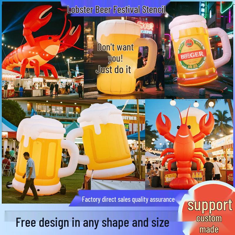 Custom Luminous Inflatable Lobster and Beer Mug Display for Outdoor Festivals Additional Styles Customization