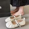 Xianfeng Mary Jane Spring New Soft Sole Not Tired Feet Wrinkled with Skirt Shallow Mouth Single Shoes