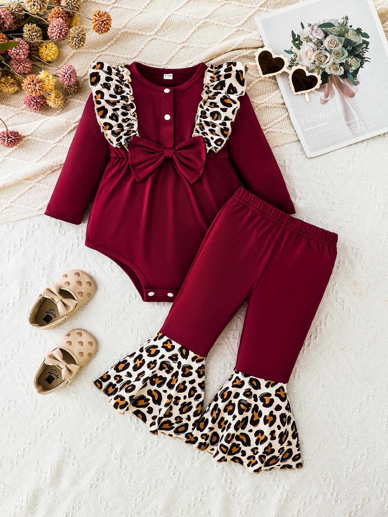 

Детская одежда для новорожденных с принтом, комбинезон с длинным рукавом и брюки, комплекты детской одежды 3 винный