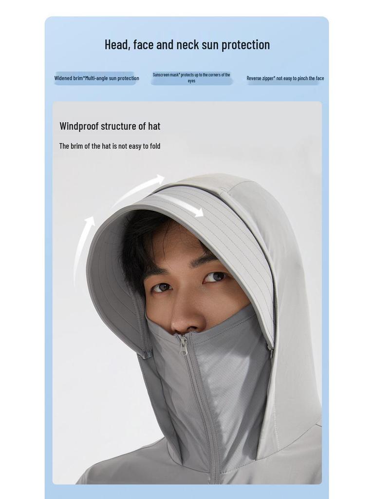 Men's and Women's UPF50+ Ice Silk Sun Protection Clothing - Summer Outdoor Anti-UV Ice Feel for Fishing.