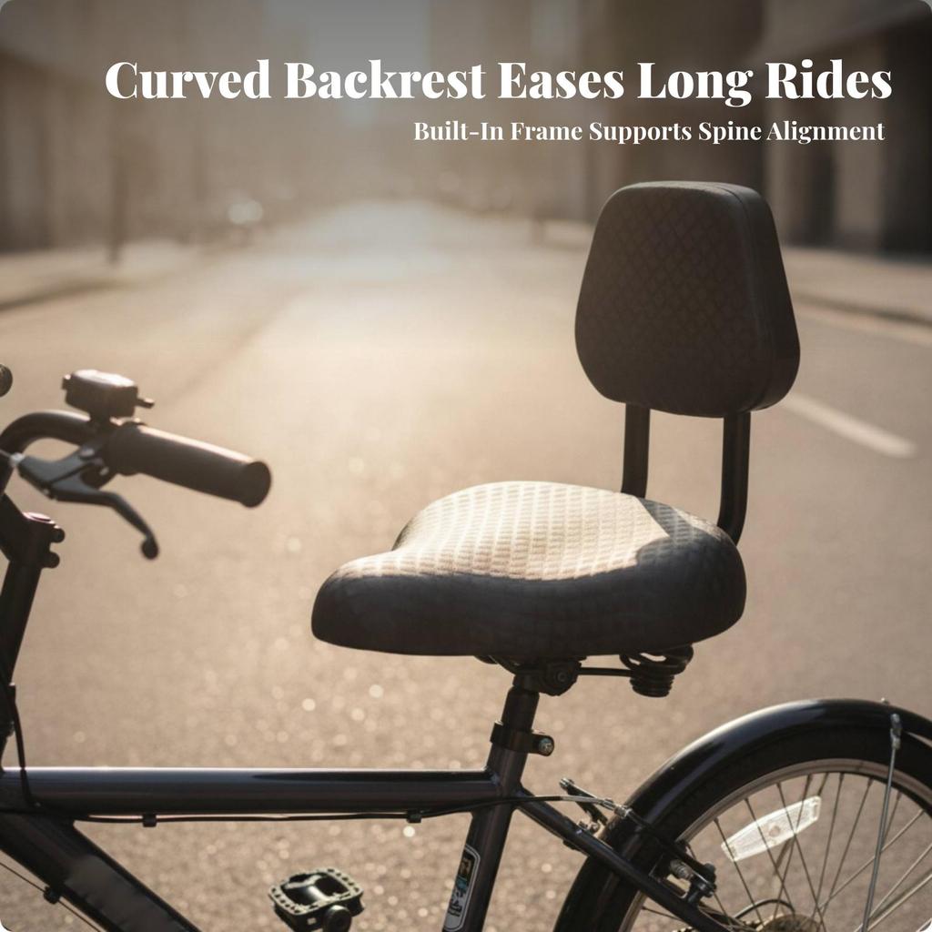 Asiento de Bicicleta con Respaldo Extra Grande para Viajes Diarios