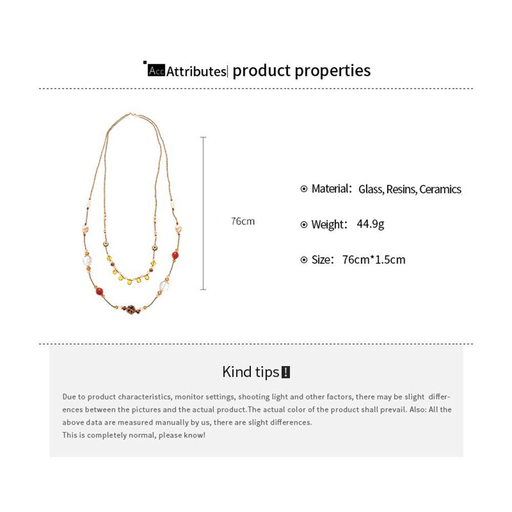 Geometric Beaded Ceramic Flower Boho Chain Long Necklace Hot Retro Necklace Women