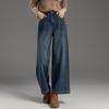 Demana Romantic New Narrative Women's Petite Winter Fleece-Lined Wide-Leg Jeans