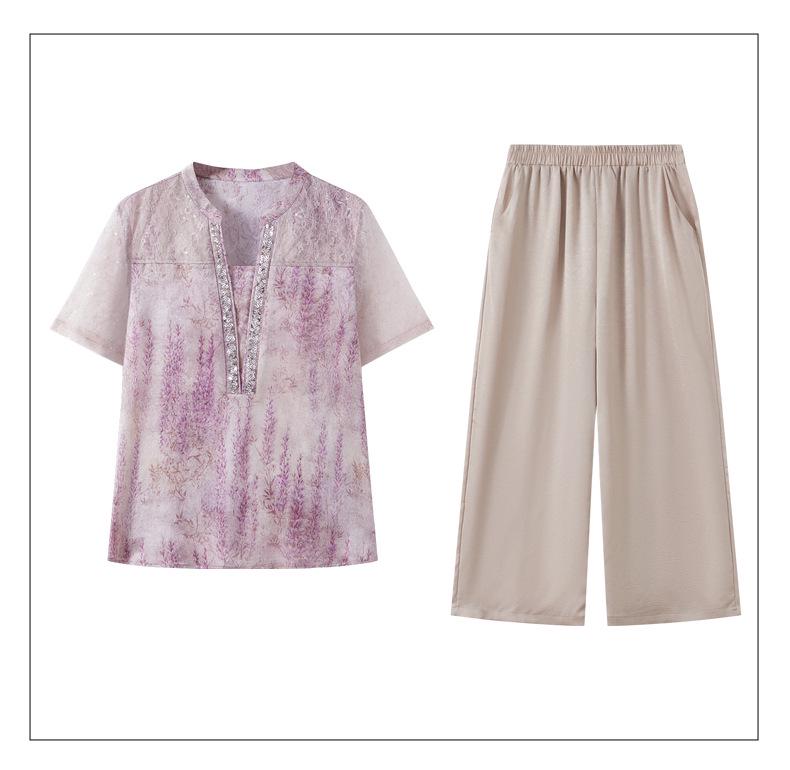 Stylish Summer Short-Sleeve Suit Set for Women 50+