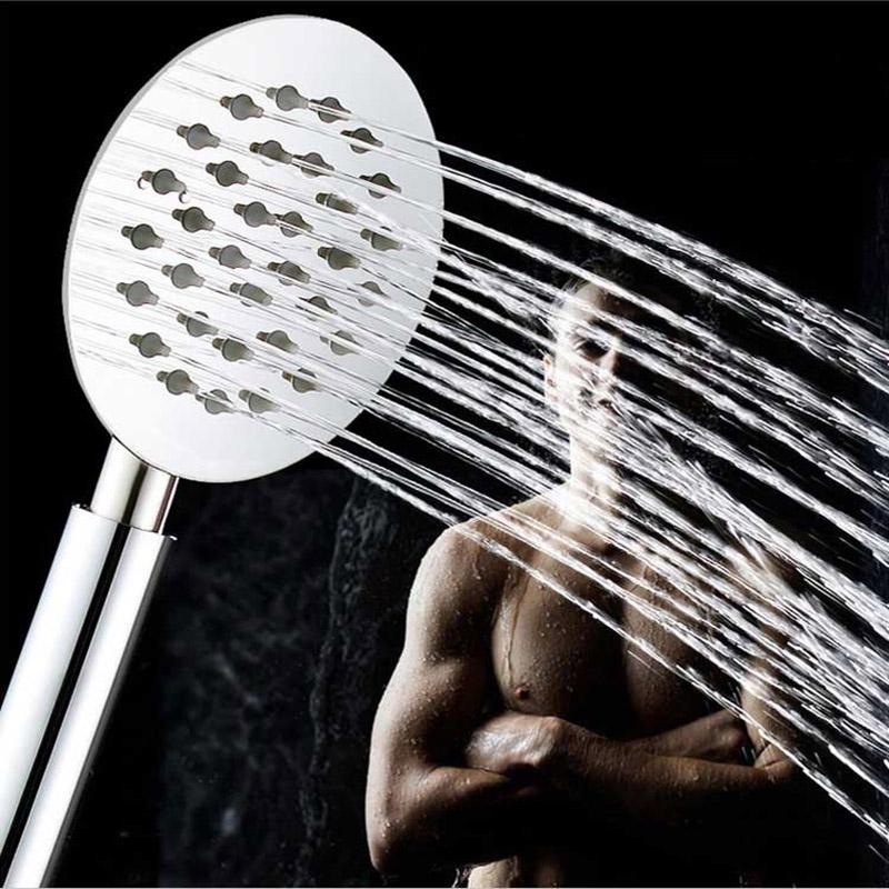 Handbrause Edelstahl Booster Duschkopf Silikon Wasserauslass Wassersparend Rund Quadratisch Badezimmer Duschkopf Set