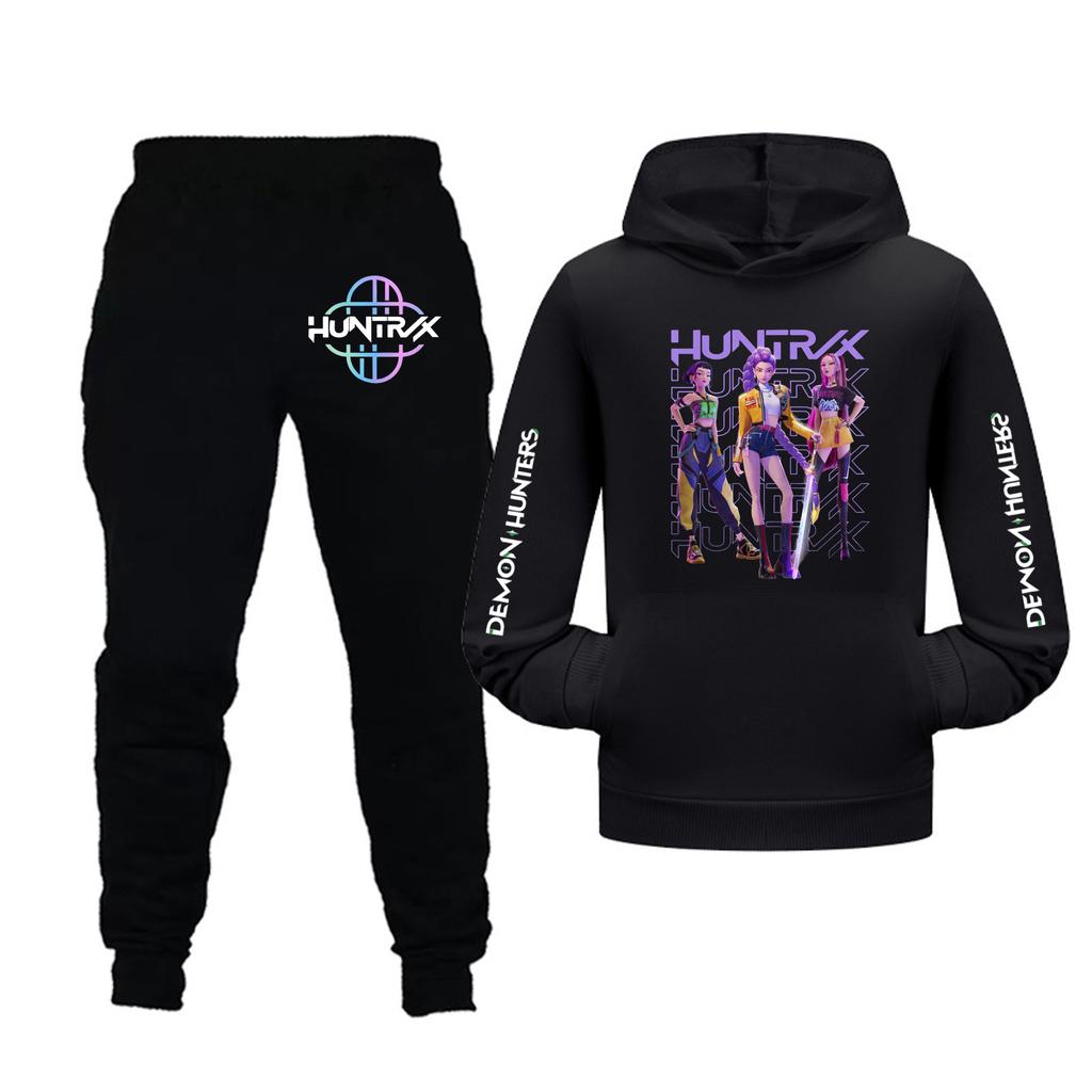 Kids Girls Long Sleeve Hooded Sweatshirt And Pants Set For Toddler And Big Kids 2Pcs Outfits