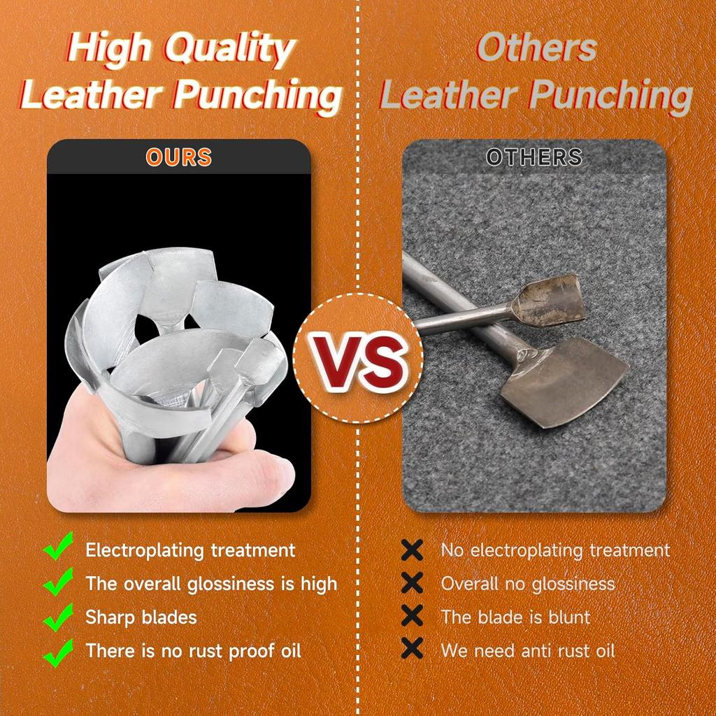 7pcs Arc-Shaped DIY Leather Craft Tools Quarter Circle Punch & Edge Cutter for Strap Belts, Wallets & Bags (10-40mm) 1