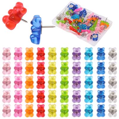 50 Pezzi Puntine Colorate a Forma di Orsetto Puntine in Resina Traslucida a Forma di Orsetto Gommato Puntine Pollice Carine Puntine Decorative Con Una Scatola Per Ufficio