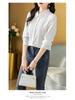 2023 Spring Women's Cotton Jacquard Shirt with Doll Collar and Long Sleeves
