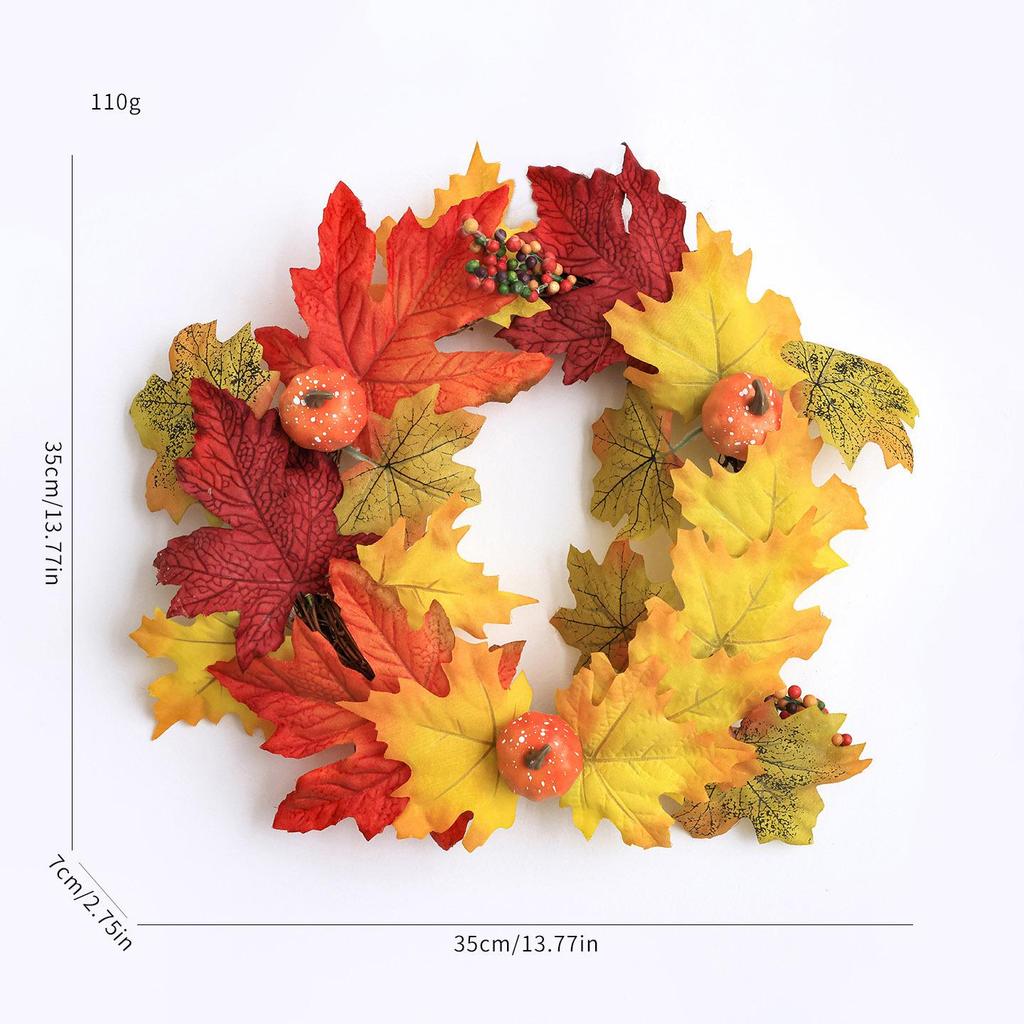 2026 Autumn Halloween Berry Pumpkin Wreath, Home & Door Decoration Vine Ring for Thanksgiving