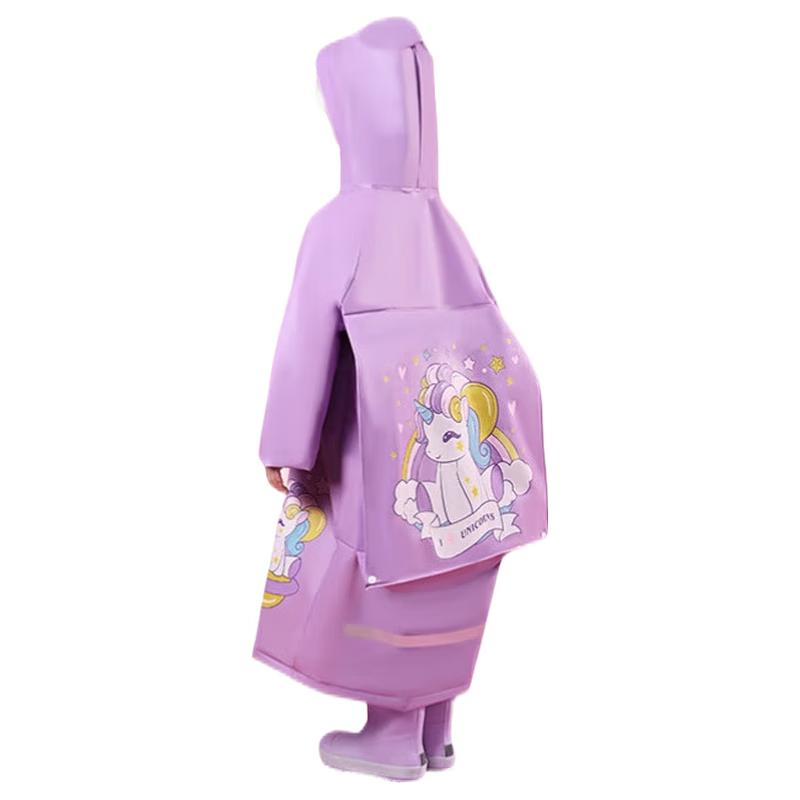 Children s EVA Cartoon Raincoat with Backpack Slot 4XL
