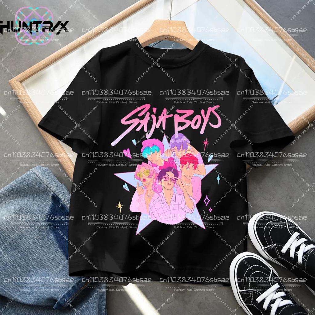 Tricouri Kpop Desene Animate Drăguțe Demon Hunters Huntrix Vară Băieți Fete Mânecă Scurtă Topuri cu Gât Rotund Anime Kpop Demon Hunters Tricou