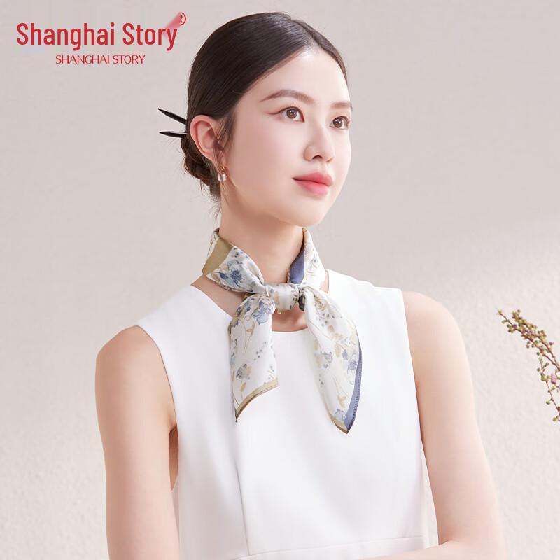 Shanghai Story 100% Mulberry Silk Small Square Scarf