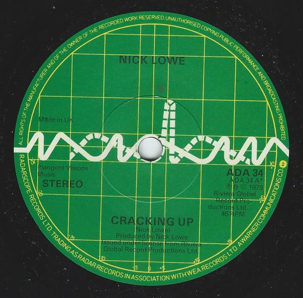

7inch Record NICK LOWE Cracking Up ADA34 Radar Records 1979 UK Rock Used