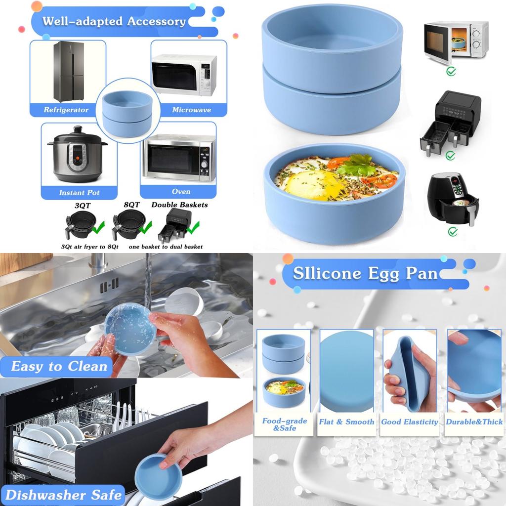 Ångkokt Äggskål Air Fryer Äggformar Silikon Mini Kaka Sandwich Frukost Bakplåt För Fest Hemugn Mikrovågsugn Matlagningsverktyg