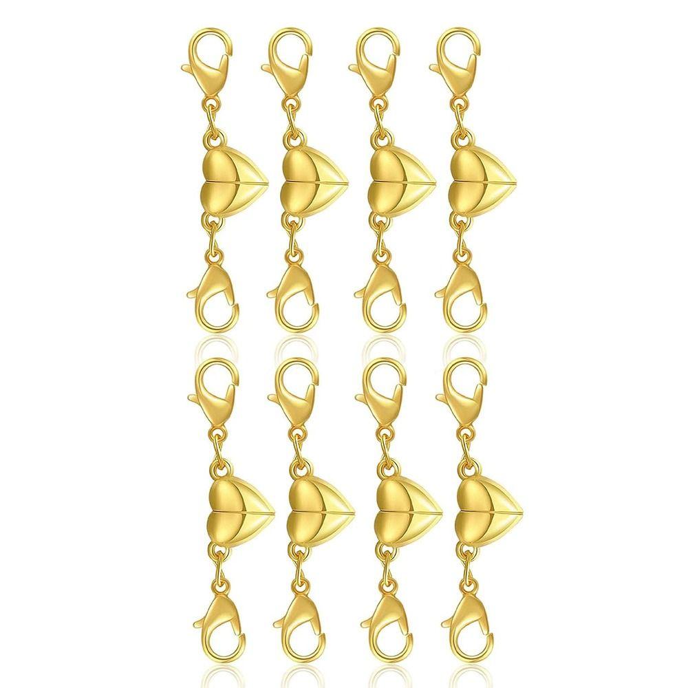 

8Pcs 14K Gold Magnetic Necklace Clasps Heart Shaped Bracelet Clasp Converter DIY Jewelry Making 0.8cm/0.31in серебряный
