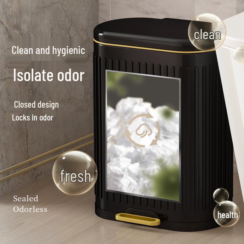 Stainless Steel Soft-Close Foot-Operated Trash Can for Kitchen, Living Room, and Bathroom