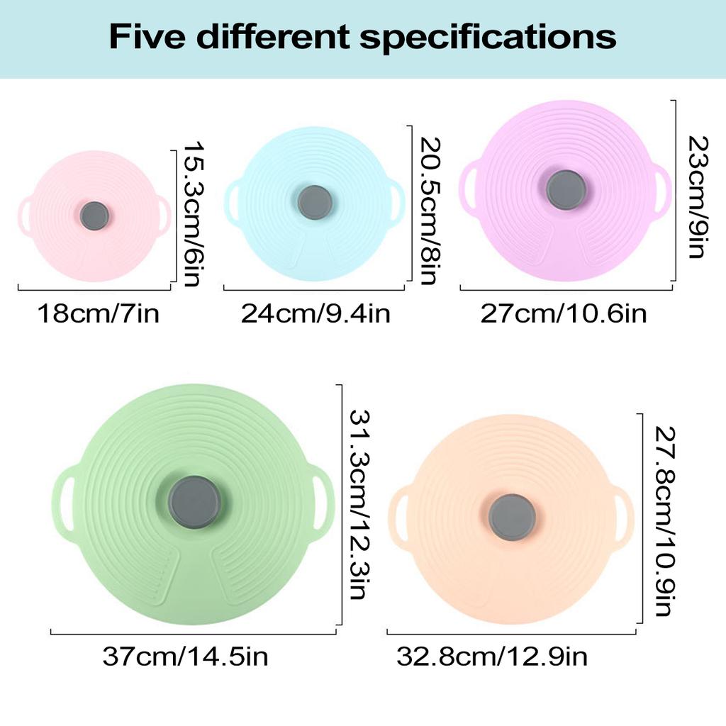 Leeseph Silicone Lids for Bowl, Reusable Sealed Suction Lids Fits Cups, Bowls, Plates, Pots, Pans, Food Storage Kitchen Gadgets
