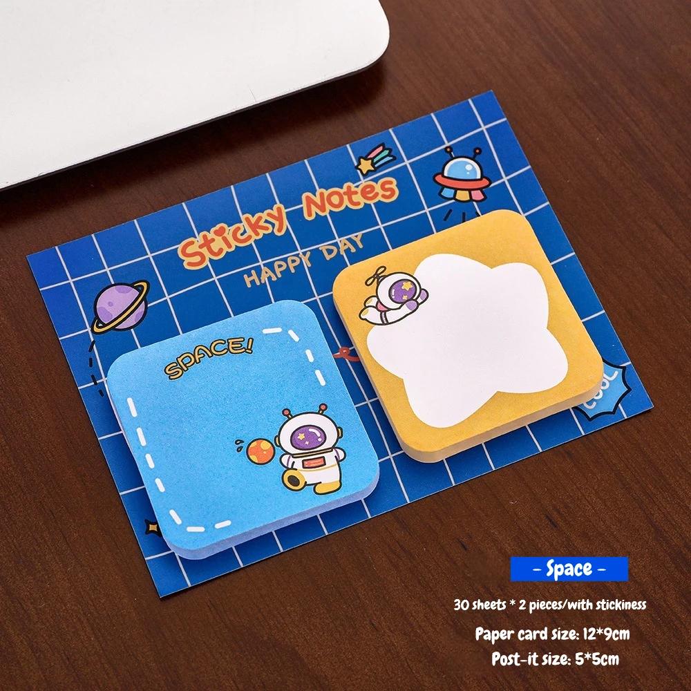 New Kawaii Cartoon Animal Sticky Notes Sticker 60Sheets Cute Rabbit Bear Capybara Astronaut Memo Pad School Office Stationery
