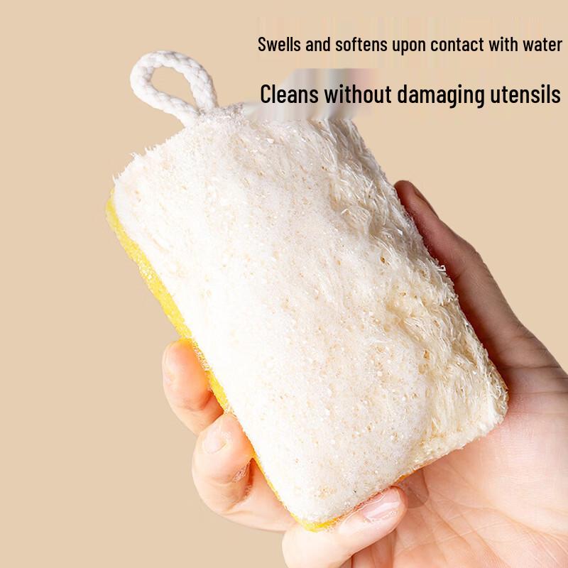 Luffa & Wood Pulp Double-Sided Dishwashing Sponge