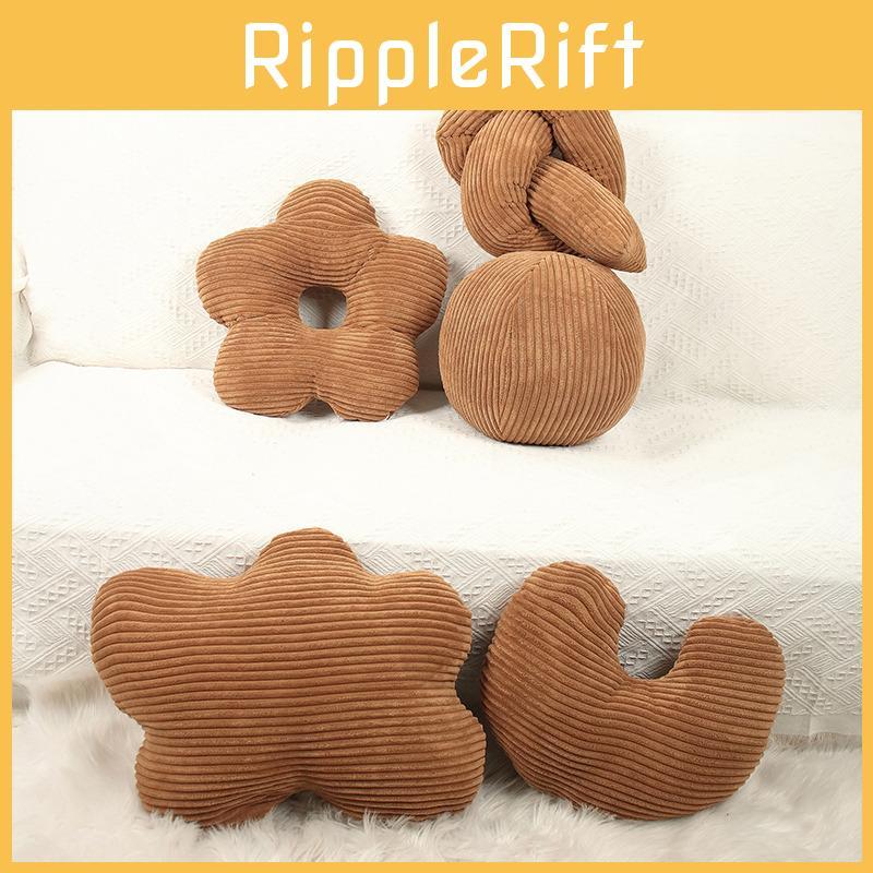 Nordic Style Stripe Round Cloud Flower U Shaped Cushion With Plush Velvet Cover For Living Room Sofa Decor