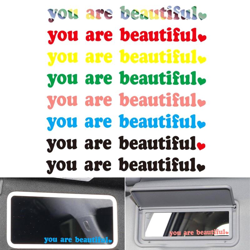 The Text Car Stickers You Are Beautiful Interior Decoration Rear View Mirror Fashion Stickers Creative Sport Pvc Vinyl Decals