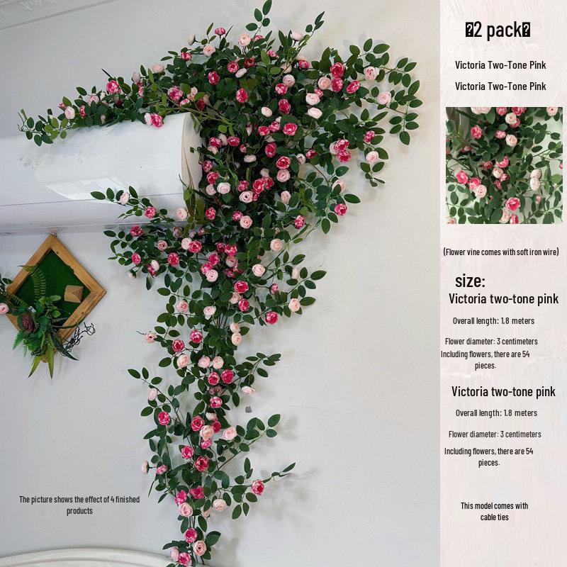 Rose Vine Artificial Flower Decor for Air Conditioner Pipes or Balcony Railings