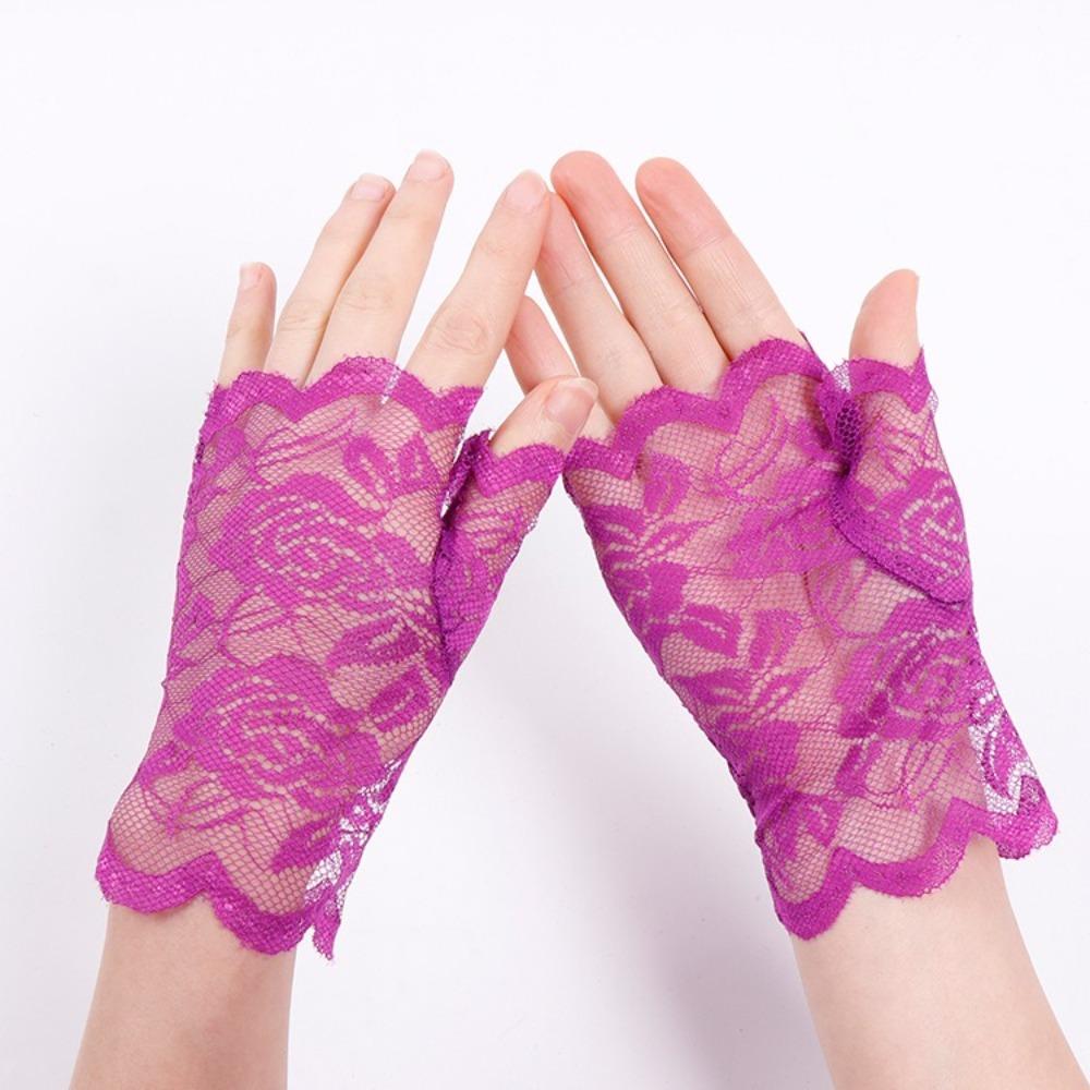 Lace Rose Flower Fishnet Gloves Party Dress Performance Gloves New Wedding Bridal Gloves  Sexy