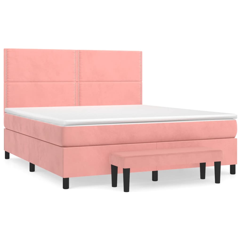 Box Spring Bed with Mattress Pink 160x200 cm Velvet