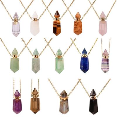Unique Crystal Perfume Flask Necklace Pendant Adjustable Length Clavicle Chain Stainless Steel Cable Chain Women Choker