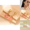 Stylish Pink Heart And Geometric Earrings With Electroplated Details For Elegant Women
