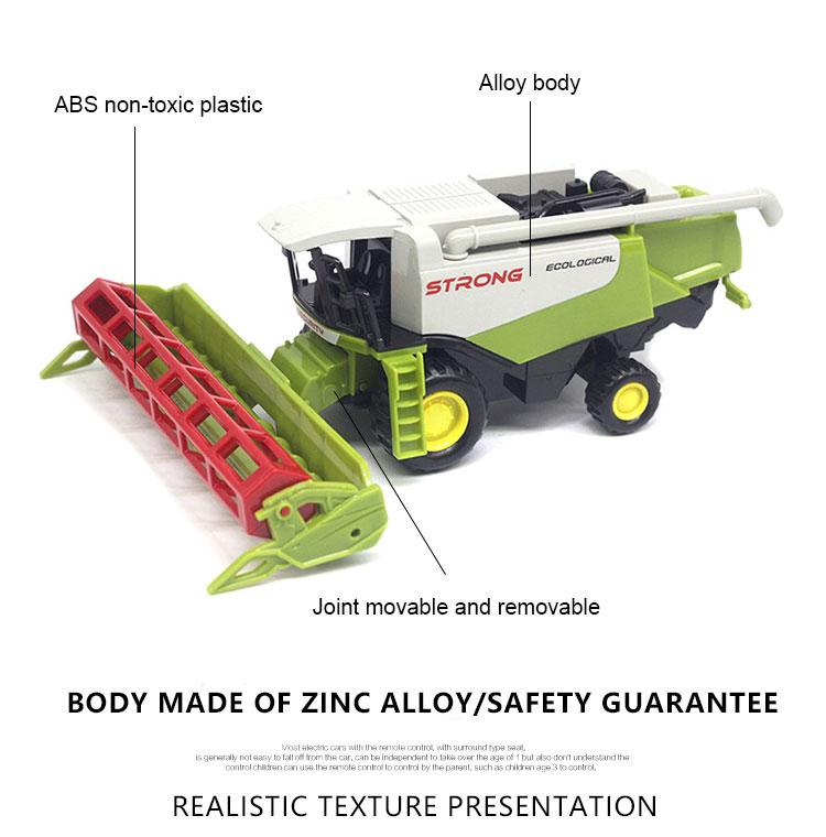 Die Casting Model Harvester Toy Simulation Farmer Engineering Vehicle Farm Harvester Transport Vehicle Children'S Fun Toys