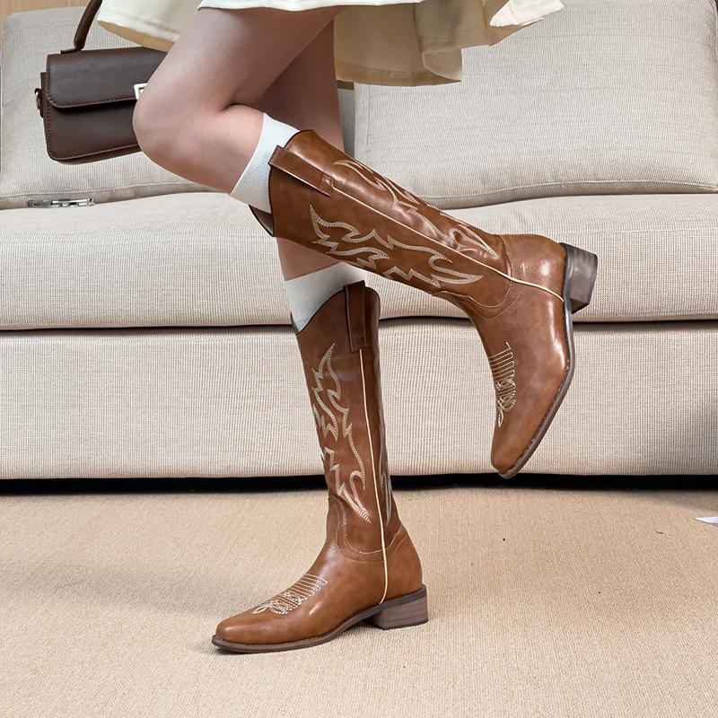 

Кожаные ковбойские сапоги в западном стиле, вышитые рыцарские сапоги, полусапоги, сапоги Мартин, ботинки челси, высокие сапоги, детские 2025 новинка 41