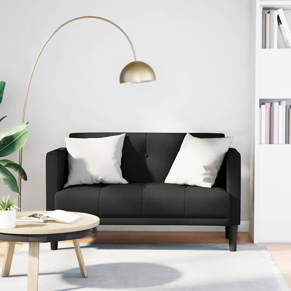 Two Seater Sofa Black 111 cm Fabric