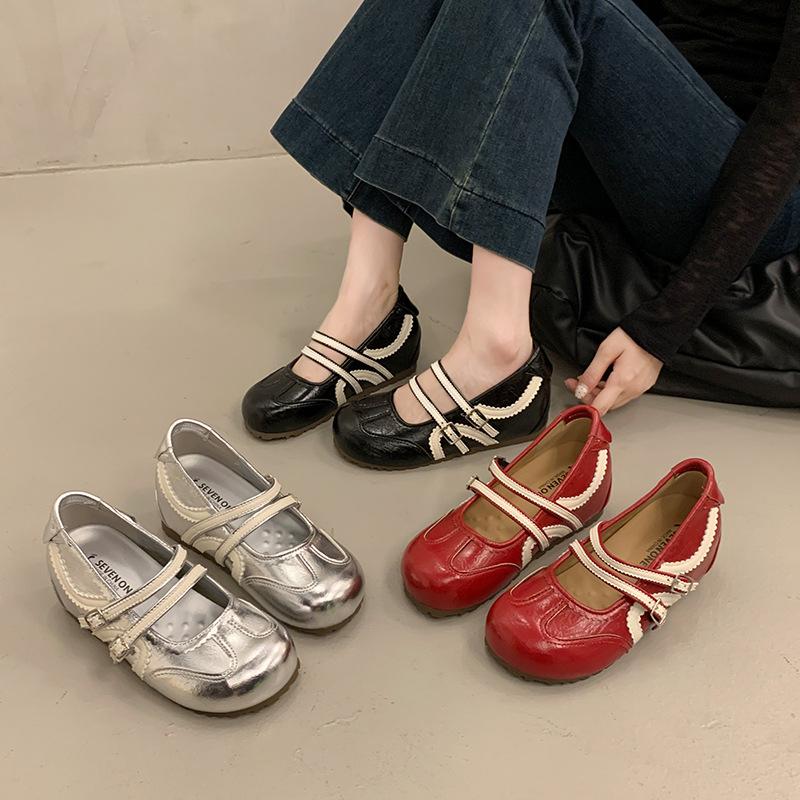Damen Retro Elegante Flache Mund Casual Keilabsatz Mary Jane Schuhe Herbst Neue Mode Vielseitig Bequem Einzelne Schuhe