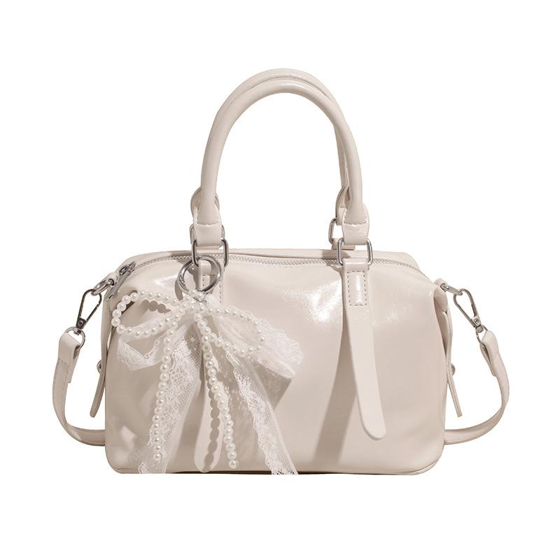 Korean Trend Gentle Cream Style Simple Portable Soft Leather Pillow Bag Women's Fashion Versatile Casual Commuter Messenger Bag