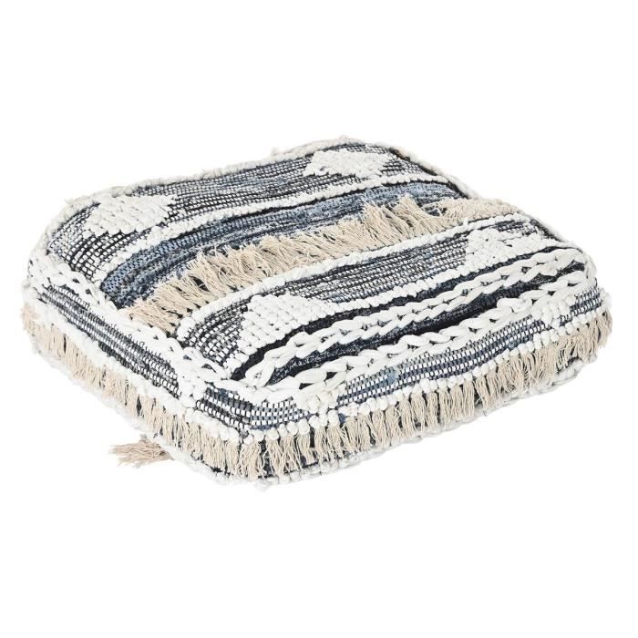 Coussin de sol - Noir - Rayé - 60 x 60 x 25 cm - Polyester et coton