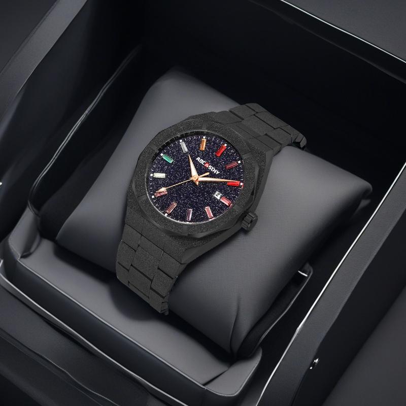 Waterproof Quartz Wristwatches Luxury All Stainless Steel Paul Rich Style Hip Hop Luminous Star Dust Frosted Watch