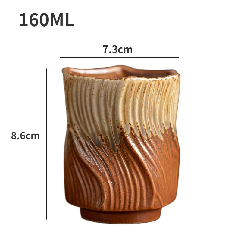 Threaded Rough Pottery Teacup Creative Master Cup Kiln Change Retro Kung Fu Tea Set Ceramic Cups