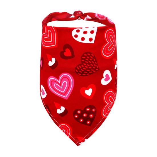 Valentine's Day Dog Bandana Dog Heart Prints Cute Triangular Bib with Love Pet Scarf for Small