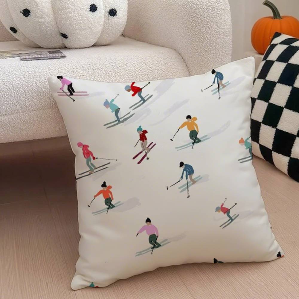 Anime Ski Resort Prop Pillow Case Anti-Dustmite Pillowcase Invisible Zipper Silky Short Plush Sofa Cushion Cover