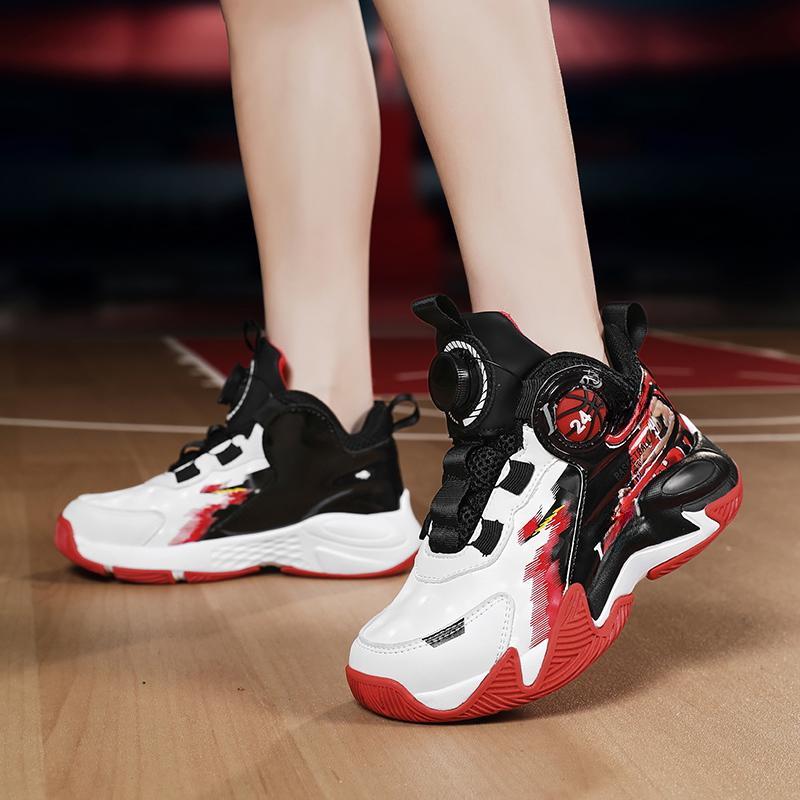 31-40 Dziecięce Duże Rozmiary Antypoślizgowe Odporne na Zużycie Modne Wysokie Buty do Koszykówki Trend Sportowy Buty Dziecięce