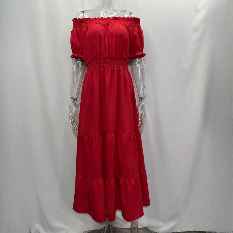 GMXIA Women's Dresses One Shoulder Spring Short Sleeve Long Dresses